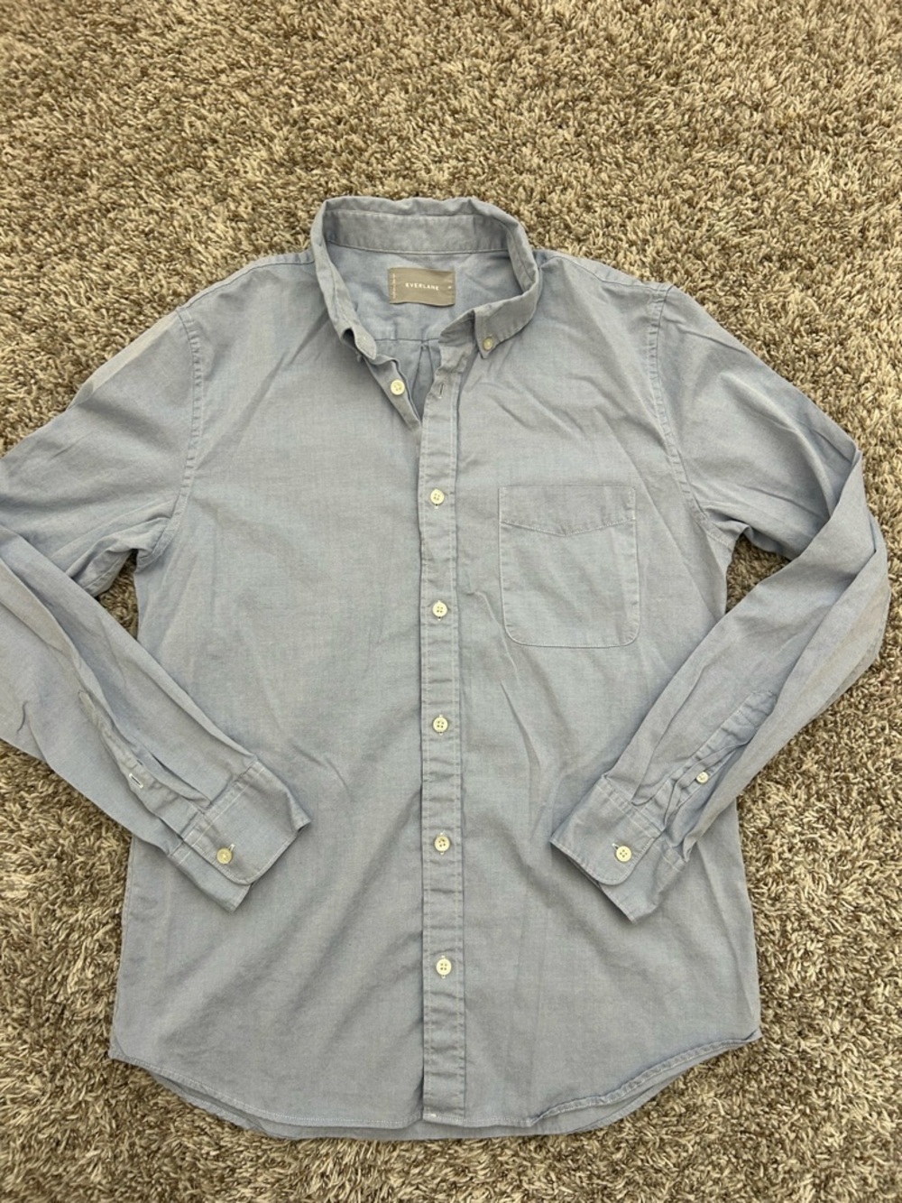 EVERLANE Women’s Organic Cotton Oxford Button-Up Shirt Size Medium Light Blue